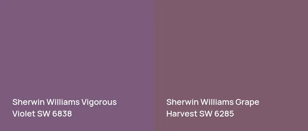 Sherwin Williams Vigorous Violet SW 6838 vs Sherwin Williams Grape Harvest SW 6285