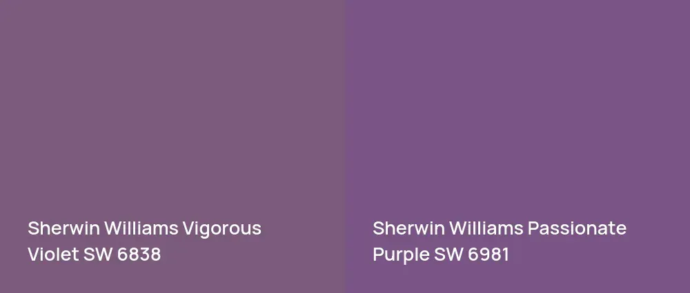 Sherwin Williams Vigorous Violet SW 6838 vs Sherwin Williams Passionate Purple SW 6981