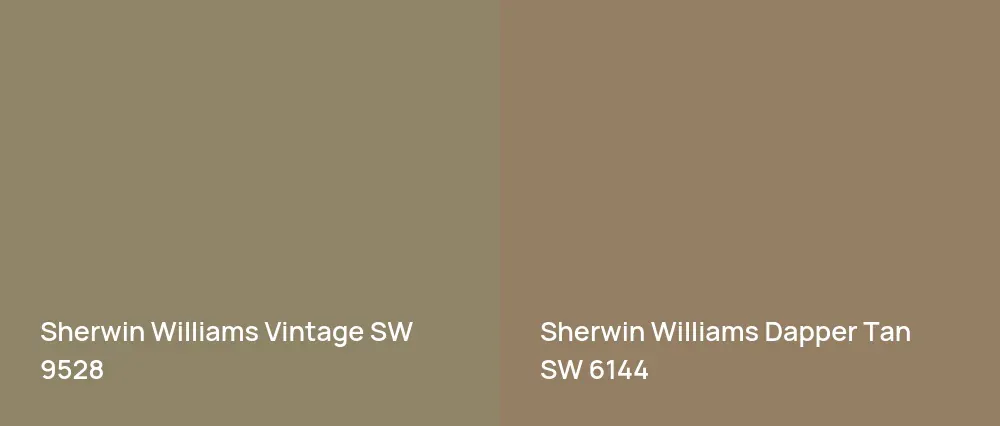 Sherwin Williams Vintage SW 9528 vs Sherwin Williams Dapper Tan SW 6144
