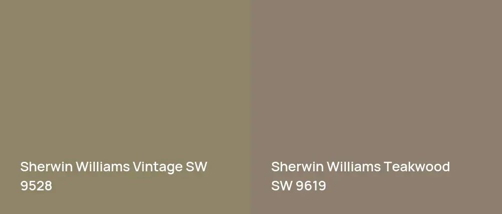 Sherwin Williams Vintage SW 9528 vs Sherwin Williams Teakwood SW 9619