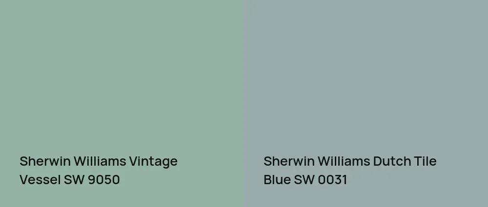 Sherwin Williams Vintage Vessel SW 9050 vs Sherwin Williams Dutch Tile Blue SW 0031