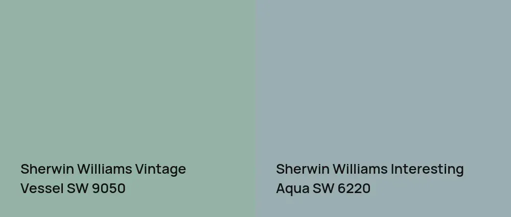 Sherwin Williams Vintage Vessel SW 9050 vs Sherwin Williams Interesting Aqua SW 6220