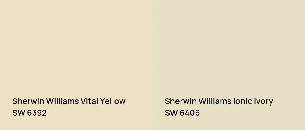 Sherwin Williams Vital Yellow SW 6392 vs Sherwin Williams Ionic Ivory SW 6406
