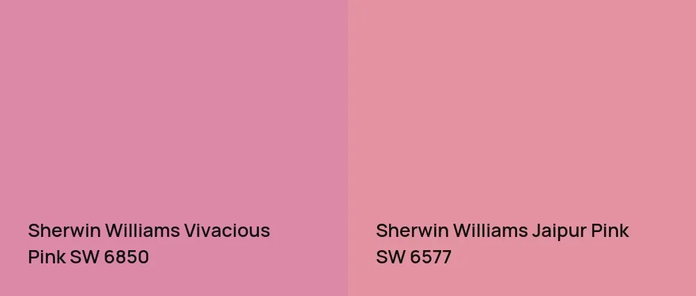 Sherwin Williams Vivacious Pink SW 6850 vs Sherwin Williams Jaipur Pink SW 6577