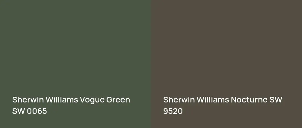 Sherwin Williams Vogue Green SW 0065 vs Sherwin Williams Nocturne SW 9520