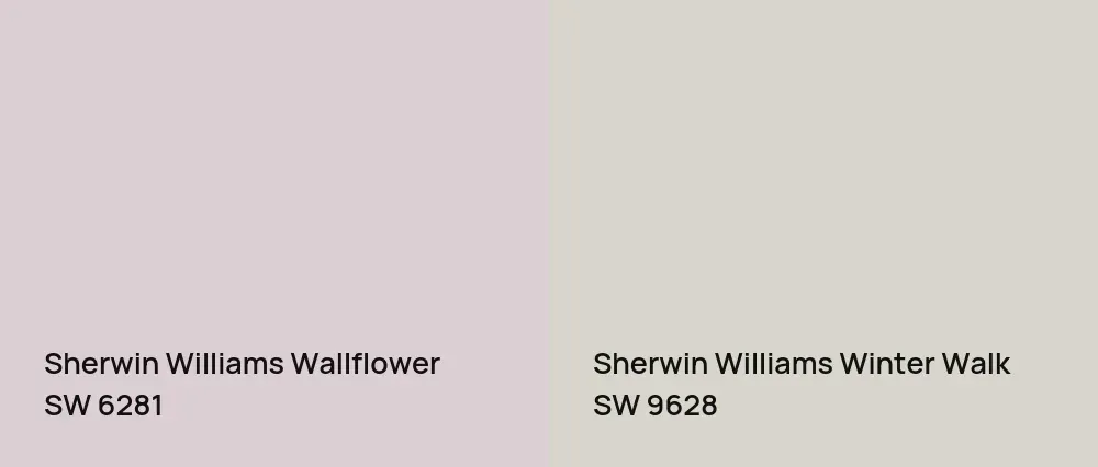 Sherwin Williams Wallflower SW 6281 vs Sherwin Williams Winter Walk SW 9628