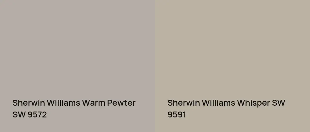 Sherwin Williams Warm Pewter SW 9572 vs Sherwin Williams Whisper SW 9591