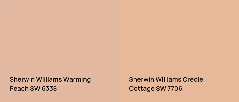 Sherwin Williams Warming Peach SW 6338 vs Sherwin Williams Creole Cottage SW 7706