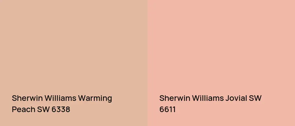 Sherwin Williams Warming Peach SW 6338 vs Sherwin Williams Jovial SW 6611