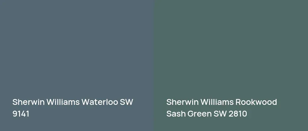 Sherwin Williams Waterloo SW 9141 vs Sherwin Williams Rookwood Sash Green SW 2810