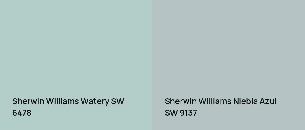 Sherwin Williams Watery SW 6478 vs Sherwin Williams Niebla Azul SW 9137