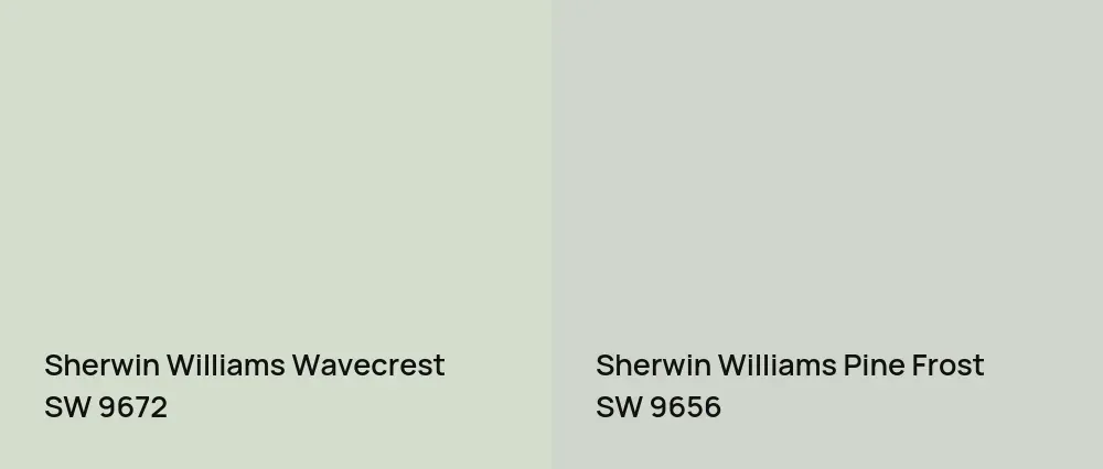 Sherwin Williams Wavecrest SW 9672 vs Sherwin Williams Pine Frost SW 9656