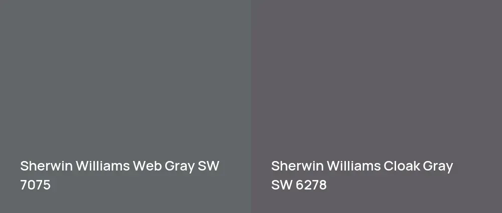 Sherwin Williams Web Gray SW 7075 vs Sherwin Williams Cloak Gray SW 6278
