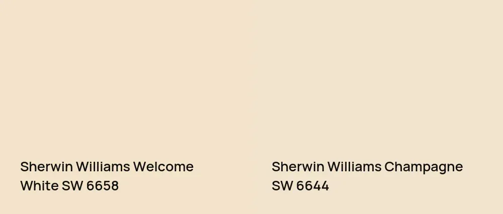 Sherwin Williams Welcome White SW 6658 vs Sherwin Williams Champagne SW 6644