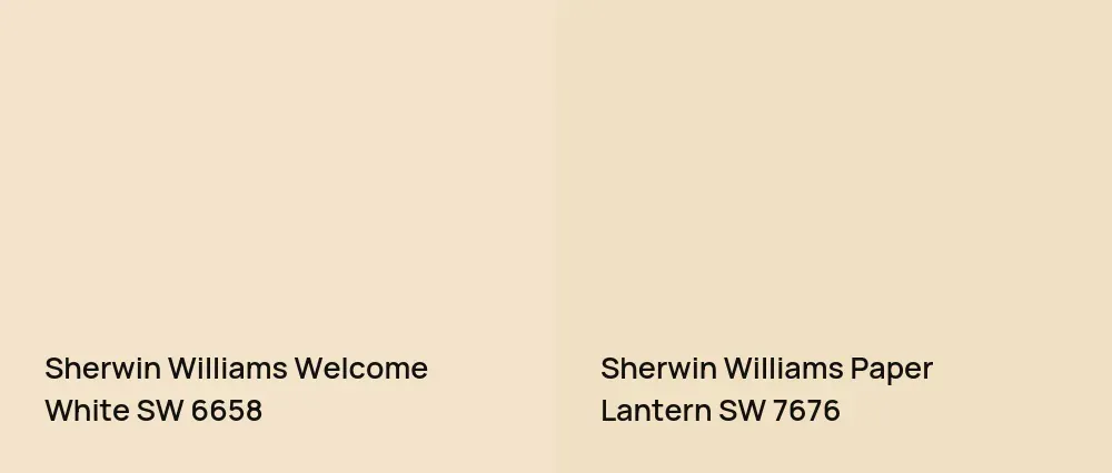 Sherwin Williams Welcome White SW 6658 vs Sherwin Williams Paper Lantern SW 7676