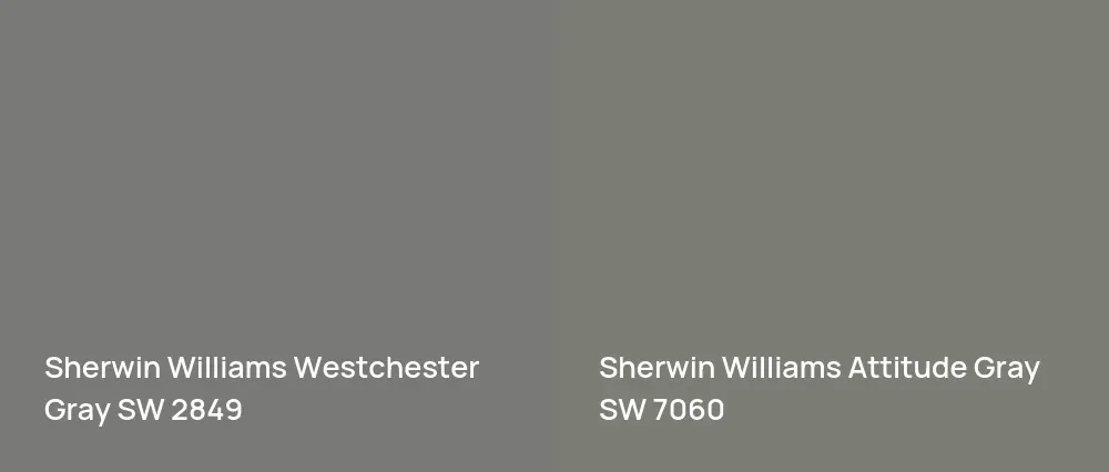 Sherwin Williams Westchester Gray SW 2849 vs Sherwin Williams Attitude Gray SW 7060