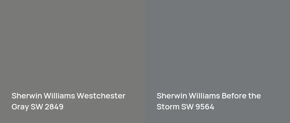 Sherwin Williams Westchester Gray SW 2849 vs Sherwin Williams Before the Storm SW 9564