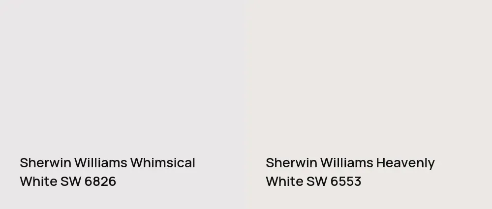 Sherwin Williams Whimsical White SW 6826 vs Sherwin Williams Heavenly White SW 6553
