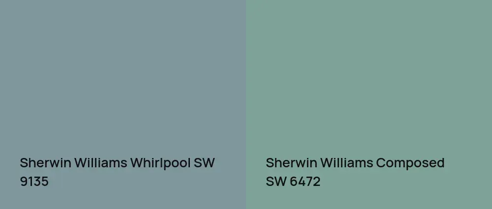 Sherwin Williams Whirlpool SW 9135 vs Sherwin Williams Composed SW 6472