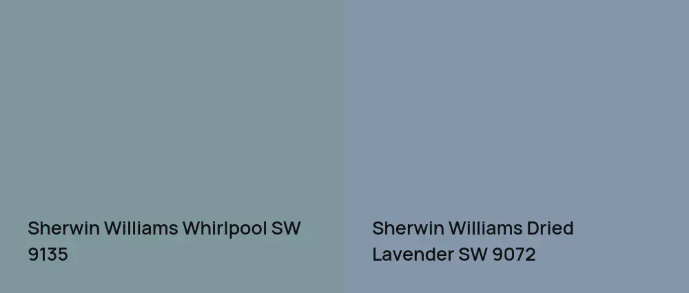Sherwin Williams Whirlpool SW 9135 vs Sherwin Williams Dried Lavender SW 9072