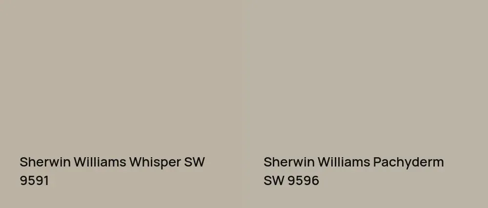 Sherwin Williams Whisper SW 9591 vs Sherwin Williams Pachyderm SW 9596