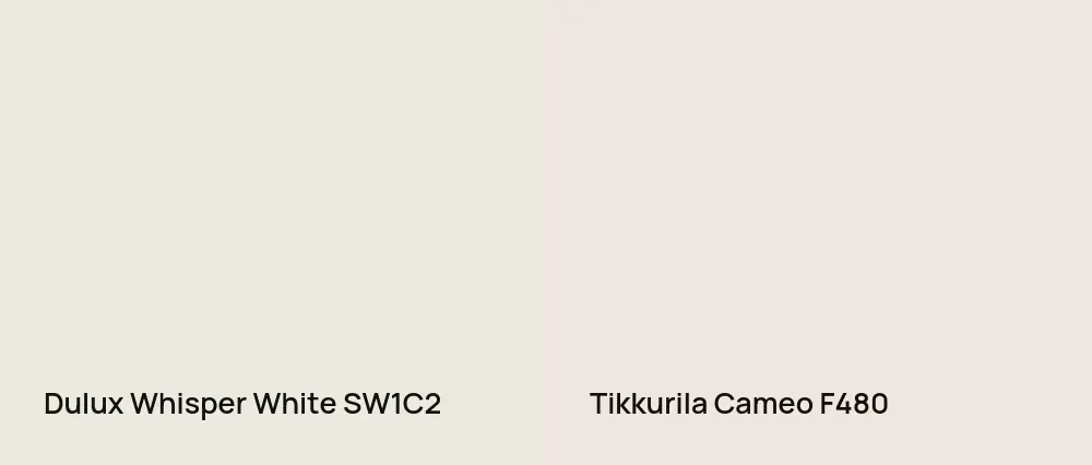 Dulux Whisper White SW1C2 vs Tikkurila Cameo F480