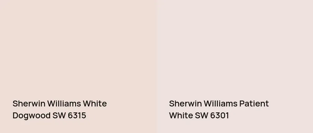 Sherwin Williams White Dogwood SW 6315 vs Sherwin Williams Patient White SW 6301