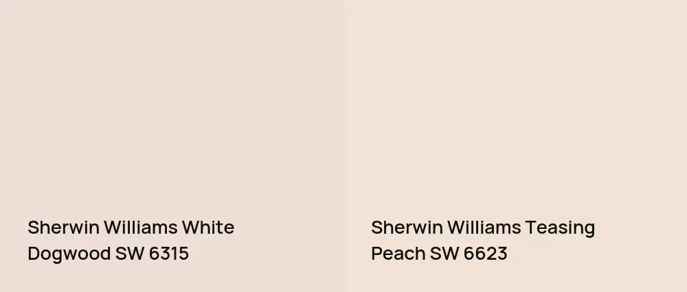 Sherwin Williams White Dogwood SW 6315 vs Sherwin Williams Teasing Peach SW 6623