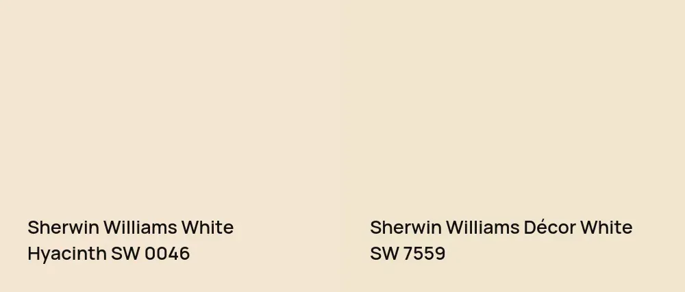 Sherwin Williams White Hyacinth SW 0046 vs Sherwin Williams Décor White SW 7559