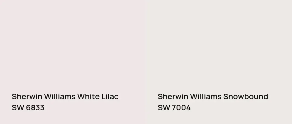 Sherwin Williams White Lilac SW 6833 vs Sherwin Williams Snowbound SW 7004
