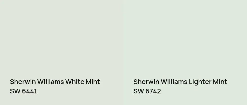 Sherwin Williams White Mint SW 6441 vs Sherwin Williams Lighter Mint SW 6742