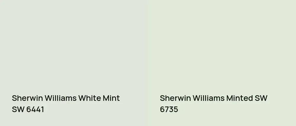 Sherwin Williams White Mint SW 6441 vs Sherwin Williams Minted SW 6735