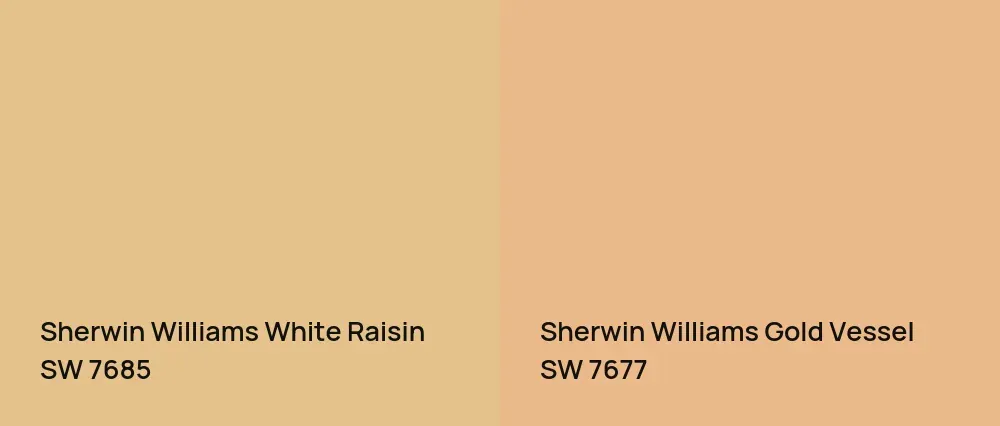 Sherwin Williams White Raisin SW 7685 vs Sherwin Williams Gold Vessel SW 7677