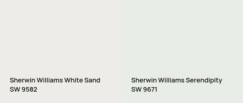Sherwin Williams White Sand SW 9582 vs Sherwin Williams Serendipity SW 9671