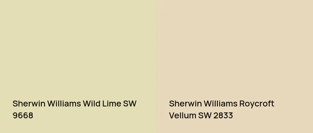 Sherwin Williams Wild Lime SW 9668 vs Sherwin Williams Roycroft Vellum SW 2833