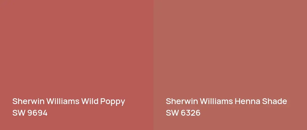 Sherwin Williams Wild Poppy SW 9694 vs Sherwin Williams Henna Shade SW 6326