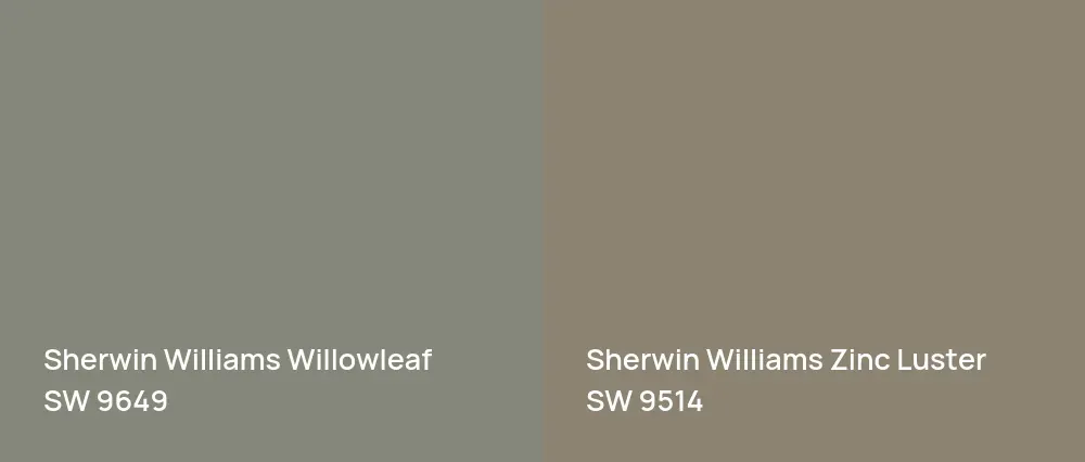 Sherwin Williams Willowleaf SW 9649 vs Sherwin Williams Zinc Luster SW 9514