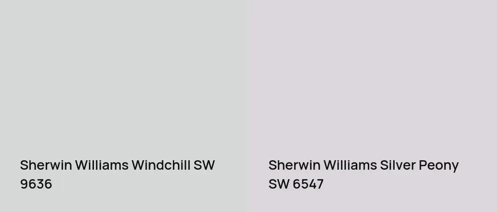 Sherwin Williams Windchill SW 9636 vs Sherwin Williams Silver Peony SW 6547