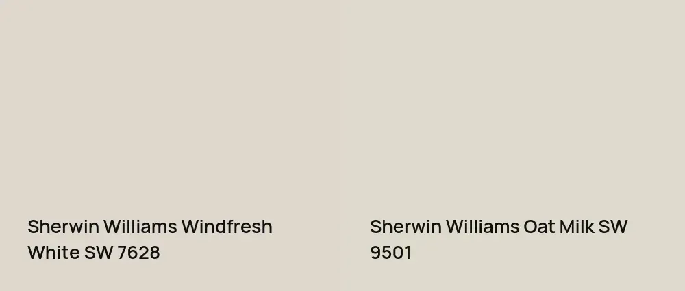 Sherwin Williams Windfresh White SW 7628 vs Sherwin Williams Oat Milk SW 9501