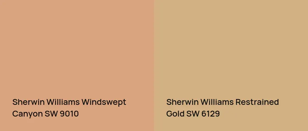 Sherwin Williams Windswept Canyon SW 9010 vs Sherwin Williams Restrained Gold SW 6129