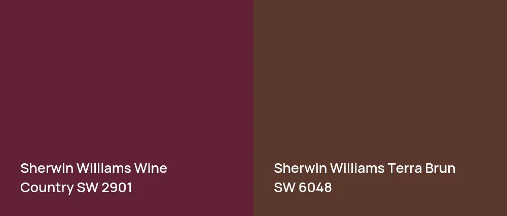 Sherwin Williams Wine Country SW 2901 vs Sherwin Williams Terra Brun SW 6048