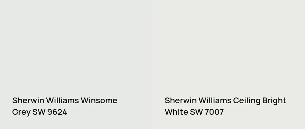 Sherwin Williams Winsome Grey SW 9624 vs Sherwin Williams Ceiling Bright White SW 7007