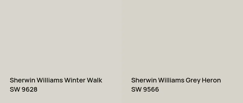 Sherwin Williams Winter Walk SW 9628 vs Sherwin Williams Grey Heron SW 9566