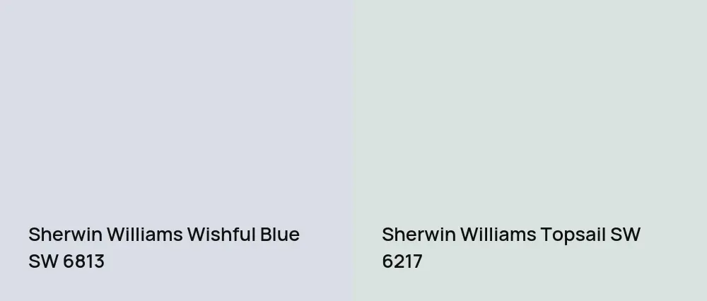 Sherwin Williams Wishful Blue SW 6813 vs Sherwin Williams Topsail SW 6217