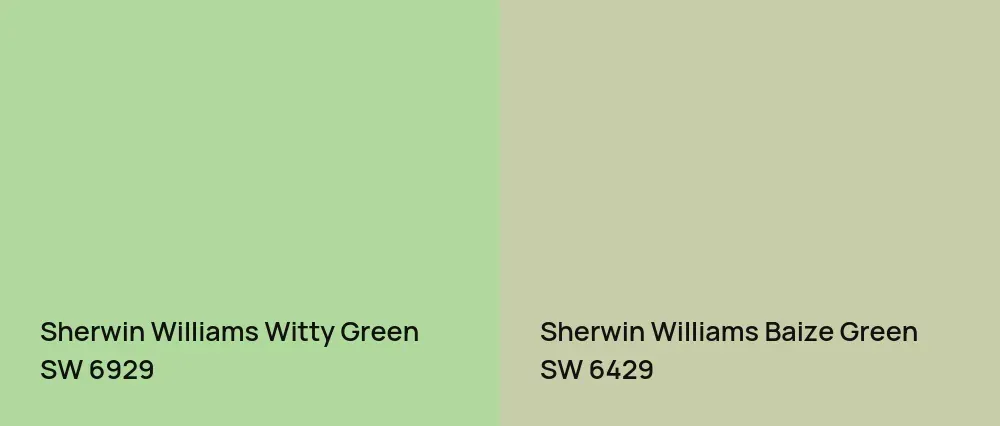 Sherwin Williams Witty Green SW 6929 vs Sherwin Williams Baize Green SW 6429