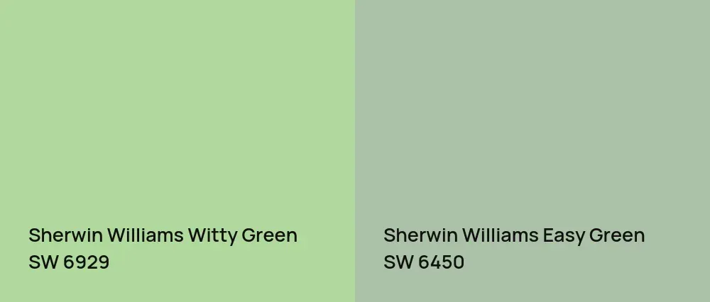 Sherwin Williams Witty Green SW 6929 vs Sherwin Williams Easy Green SW 6450