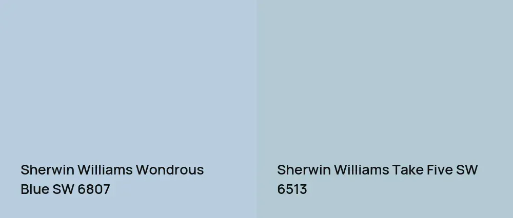 Sherwin Williams Wondrous Blue SW 6807 vs Sherwin Williams Take Five SW 6513