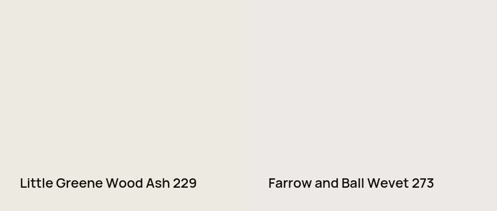 Little Greene Wood Ash 229 vs Farrow and Ball Wevet 273