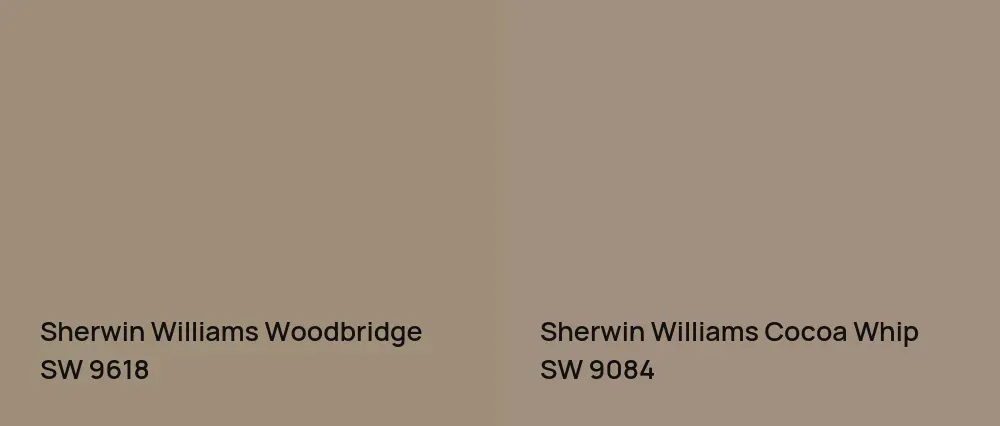 Sherwin Williams Woodbridge SW 9618 vs Sherwin Williams Cocoa Whip SW 9084