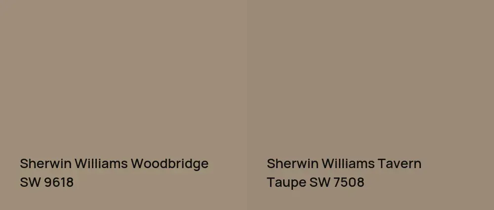 Sherwin Williams Woodbridge SW 9618 vs Sherwin Williams Tavern Taupe SW 7508